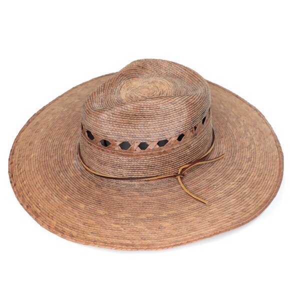 Lattice Straw Sun Gardening Hat Brown Tan Summer Travel Outdoors Hiking Unisex - Picture 1 of 13